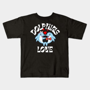 Cute Dolphin Couple Loves Each Other Kids T-Shirt